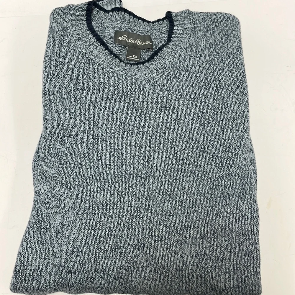 Eddie Bauer blue sweater.